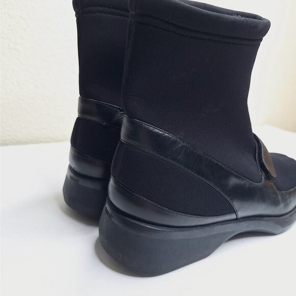 Bally Sock Boots Rare Leather Square Toe Men's 7 Women's 9 Italy Goth Industrial - Picture 16 of 16